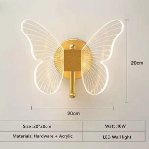 Butterfly Bedside Wall Light LED Dimmable Sconce Living Room Bedroom Hallway Crystal Lamp Villa Hotel Fixtures