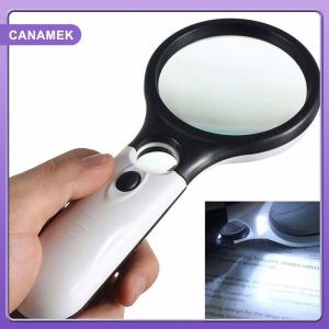 【CANAMEK】 3LED Light 45X Handheld Magnifier Reading Magnifying Glass Lens Jewelry Loupe