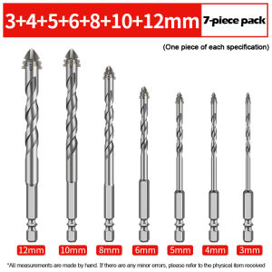 [Fast Deliver] 7PCS Multi-Purpose Drill Bit Set Heavy-Duty Tungsten Steel Triangle Tip for Tile Glass Marble Wood Metal Drilling