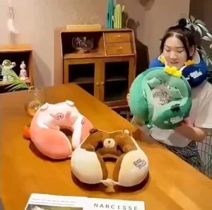 วันหยุด Niftyhome-หมอนรองคอ ทรงสูงหนา ผ้ากำมะหยี่ใยสังเคราะห์คุณภาพสูง นุ่มไม่ปวดคอ รองรับศีรษะ สำหลับการเดินทาง ！