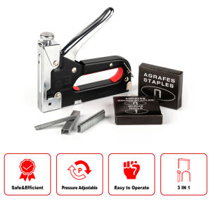 3 In 1 Stapler Gun Staples Tembak Gun Tacker Powerfull Pistol Stapler Gratis 600 Staples