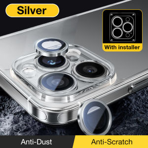 Sanptoch เลนส์กระจกโลหะผสมสำหรับ iPhone 16 / 15 / 14 / 13 / 12 / 11 Pro Max Plus ฝาครอบฟิล์มป้องกันเลนส์กล้องถ่ายรูปเพชรพร้อมที่ติดตั้ง