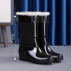 Free Shipping High-Top Work Boots For Men Thickened Long Rain Boots Waterproof Outdoor Boots Extra-High Non-Slip And Fleece-Lined For Warmth