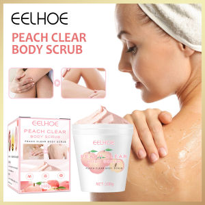 Eelhoe Fragrance Honey Peach Clear Body Scrub Moisturizing Brightening Skin Tone Body Lotion Shrink Pores Treatment Acne Exfoliating Hydrating Scrub Cream Mud Softening Chicken Skin Whitening Body Scrub Cream（100g）