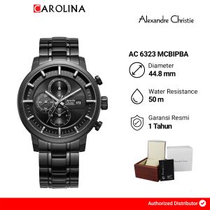 Jam Tangan Pria Alexandre Christie Chronograph AC 6323 MCBIPBA Black Dial Black Stainless Steel Strap