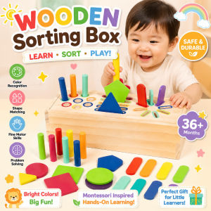 Wooden Color Sorting Toy Shape Color Matching Toys Montessori Educational Toy for Kids Puzzle Toy