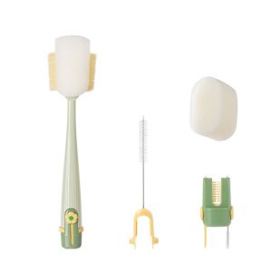 SDFSF Convenient 5-in-1 Cup Washing Tool Multipurpose Long Handle Cleaning Sponge Brush Practical Water Bottle Cleaner Baby Bottle Cleaner Brush Toddler