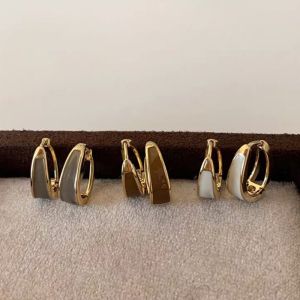 DGJKF Geometric Minority Dripping Oil French Style Party Temperament Huggie Earrings Enamel Ear Buckle Korean Style Earrings Women Hoop Earrings