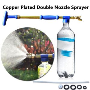 AVENXIAN Creative Small Rotating Copper Plated Coke Bottle Wild Sprayer Double Nozzle Sprayer Garden Supplies Double Head Sprayer