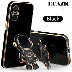 ROAZIC Ốp Điện Thoại Cho OPPO Reno 7Z 5G Với Giá Đỡ Phi Hành Gia Ốp Viền Mạ Thẳng Ốp Lưng Đứng Silicon Mềm Reno7 Z