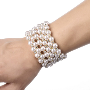 Thời trang Hàn Quốc Ngọc Trai Cho Rhinestone Vòng đeo tay nhiều lớp Bangle Nữ Bảy Hàng Vòng tay quấn Cho quà tặng cho tiệc