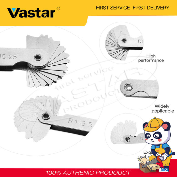 Radius Gauge, Stainless Steel Feeler Set Radius Fillet R0.3 1.5/ R1 6.5/ R7 14.5/ R15 25/R25 50/R52 100 External Internal Concave Convex Radius