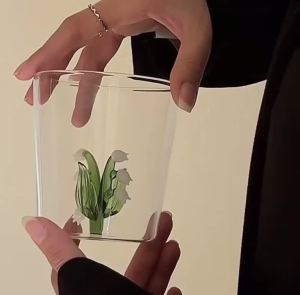 Lily Of The Valley Glass Cup Gift For Lover Creative Wedding Favors Drink Wine Tumbler Romantic Coffee Mug Beer Teacup Wholesale