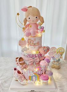 Big size 3 Tier diaper cake full month baby hamper diaper cake shower gifts newborn present