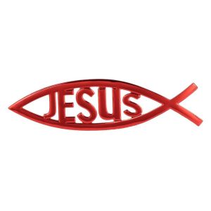 Tem nổi Mạ Chrome 3D Jesus Fish Dán Trang Trí xe hơi