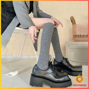 Cozy ถุงเท้ายาว สไตล์โลลิต้า ยืดหยุ่นสูง สีพื้น สําหรับสวมใส่ทุกวัน Women Socks