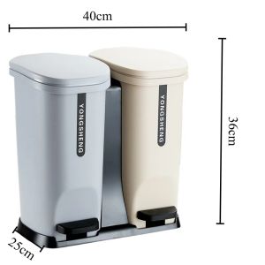 Sacesr Plastic Trash Bin Double Barrel Wet and Dry Classification Trash Can 20 Liters Kitchen Dustbin Cleaning Household Merchandises 5B8Q6