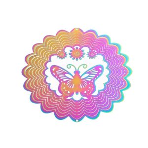 HUNIU 3D Wind Spinner Catcher Flowing Light Effect Gradient Color Dynamic Rotating Wind Chimes Funny Creative Wind Chime Pendant Wedding