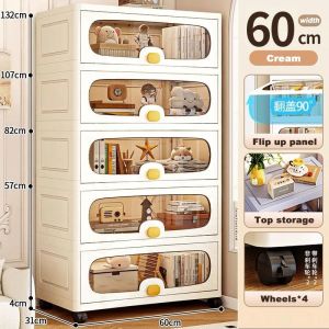 L50-60CM Flip Top Cabinet Children Toys Storage With Wheels Storage Cabinet For Clothes Home Plastic Cabinet
