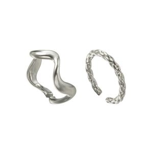 แหวนทองเปิดสำหรับผู้หญิงปรับแหวนเคลือบได้2ชิ้นเครื่องประดับอัญมณีง่าย (ผีเสื้อเดี่ยว + รักเดี่ยว)