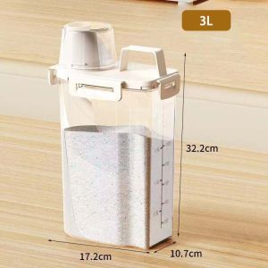 Sealed Cat Food Bucket - 3L/2.5L/1.7L Leak-Proof Prevents Bugs & Mold Food-Grade Multi-Purpose Food Container