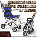 Onehealth OH900 Travel Wheelchair with Handle Wheel Chair Kursi Roda Portable Aluminium Traveling OH 900 One Health. 