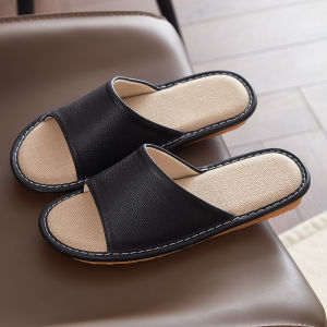 YUAAE Genuine Leather Slippers Homes in indoor slipper summer open toe sandals men women casual Slides shoes
