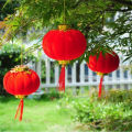 30Pcs Small Red Lantern Flocking Chinese Lantern DIY Spring Festival New Year Wedding Decorations Scene Layout Hanging Supplies. 