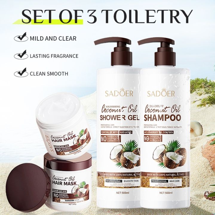 Coconut Shampoo Shower Gel Hair Mask 500ml AntiDandruff Oil Control