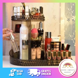 Rak Kosmetik Putar 360 Derajat Transparan Serbaguna / Kotak Penyimpanan Kuas Makeup / Rak Brush Makeup Rak Kosmetik Acrylic Putar 360 Derajat Transparan Tempat Make Up Organizer/rak putar/rak acrilic
