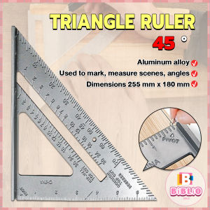 BIBLIO Triangle Ruler Aluminum Alloy Speed Protractor Square Miter Carpenter Tool 255 ×180 Mm