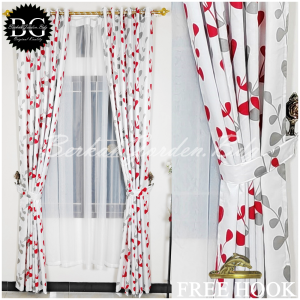 gorden jendela dan pintu minimalis murah motif satin hijau smokring 12 ring