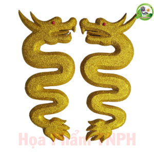 Đôi Rồng Bằng Xốp  Kích Thước 15 x 35 cm Dày 25 Cm 2 Mặt Phủ Nhũ Kim Tuyến Vàng Lấp Lánh Thích Hợp Dùng Trang Trí Tháp Oản Tài Lộc Mâm Hoa Quả Bày Lễ Tứ Phủ  Làm Đồ Thủ Công DIY Decor