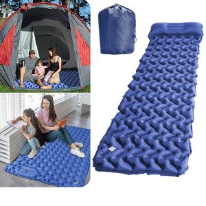 【Local delivery】 Inflatable Sleeping Pad Portable Lightweight Camping Mattress Moisture-proof Air Mattress Camping Mat Travel Nylon TPU Air-Camping-Mat-2202-Darkblue