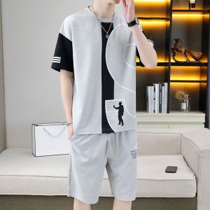 TC ชุดแฟชั่นชาย 2 ชิ้น เสื้อทีเชิร์ต (เสื้อ+กางเกงขาสั้น) ผู้ชาย สไตค์ เกาหลี Clothing Man รุ่นW13