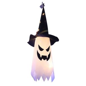 GRACE Tree Indoor Outdoor Flashing LED Glowing Ghost Halloween Decoration Hanging Light Witch Hat