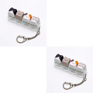 Jbmbhc 2 món đồ chơi giải tỏa căng thẳng nút bấm nút đèn Móc khóa mèo dễ thương Phụ Kiện Móc chìa khóa dễ thương cho học sinh nhân viên văn phòng
