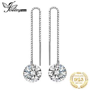 JewelryPalace 925 Sterling Silver Earrings Cubic Zirconia Simulated Diamond Long Drop Dangle Thread Earings for Women Girl Fashion Fine Jewelry