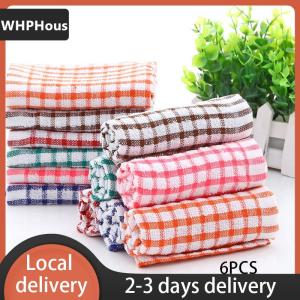 [COD] WHPHous Ship within 24 hours 6PCS Cotton Kitchen Towel Absorbent Clean Dish Towels Kichen Cleaning Supplies