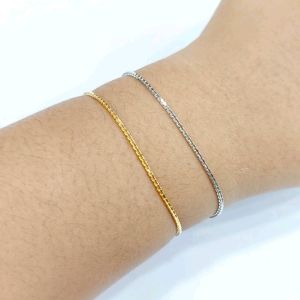 Gelang Perak Wanita Asli Silver 925 Lapis Emas Putih Italy Santa - Gelang Anti Karat