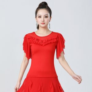 Latin Dance Practice Top Hot Diamond Trumpet Sleeve Stage Performance Costume Social Dance