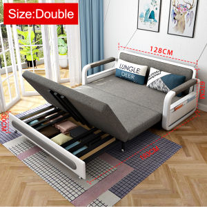 【10 Years WARRANTY】DreaME Sofas Nordic sofa bed foldable pull out With lockers sofa bed with storage inside for living room bed frame Single/Twin/Double/Queen/King size on sale lazy sofa bed couch sofa for living room