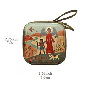 MIRELINA 7x7cm Prayer Rosary Storage Bag Zippered Virgin Mary Christian Jewelry Box Portable Cartoon Religious Articles Devotees