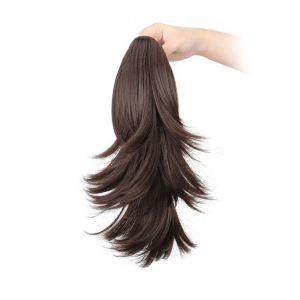 OMQAIO Ponytail Extension Short Layered Ponytail Wig Ombre Clip in Pony Tail Hairpiece Hair Accessories Natural Claw Clip Ponytail Wig for Kids and Women