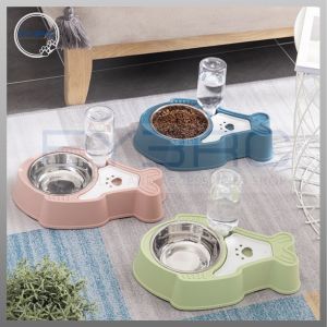 2 in 1 Automatic Pet Feeder with Built-in Bottle for Fish Easy to Use Dual Purpose Food & Water Feeder for Dogs Cats