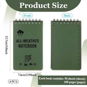 SHUNAICHI Tactical Waterproof Notebook Mini Pocket Notebook All Weather Notepad Writing Paper In Rain Outdoors Camping To Do List Planner