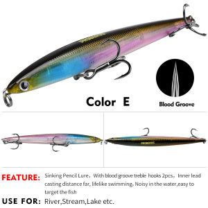 PROBEROS Sinking Pencil Fishing Lure Jigging Long Casting 13.2cm 25.4g Artificial Swimbait Plastic Hard Lure 6# Treble Hook Tenggiri Toman Salt Water Fishing Accessories