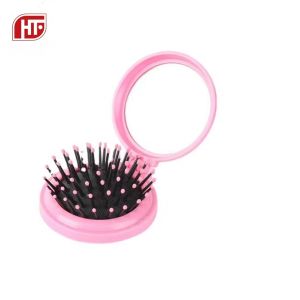 HTF Cartoon Folding Comb Airbag Massage Hair Brush with Mirror Anti-static Comb Portable comb Color