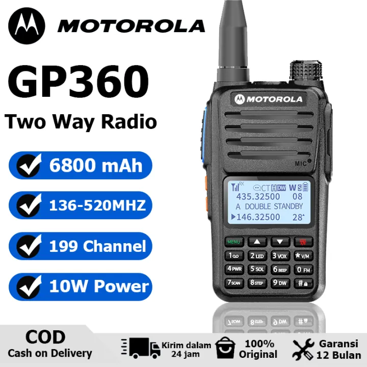Motorola GP360 walkie talkie two way radio long range 15KM 10 Watts Power 200 Channels Portable FM/AM UHF/VHF radio Walkie-Talkies high-capacity 6800mAh Type-c