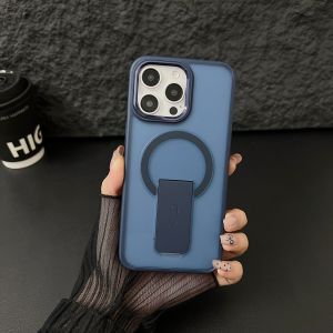 KISSCASE WIth Invisable Kickstand Stand Matte Phone Case For iphone 15 14 13 12 11 Pro Max Plus Magsafe Wireless Charging Frosted Hard PC Anti-fall Shockproof Back Cover For iphone 15 14 13 12 11